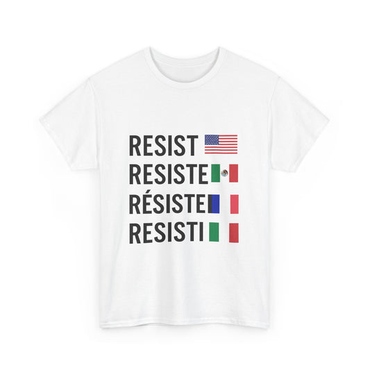 Multilingual Resistance Tee | Unisex Heavy Cotton Tee, Political Statement Shirt, Activist Apparel, Gift for Protesters, Casual Wear