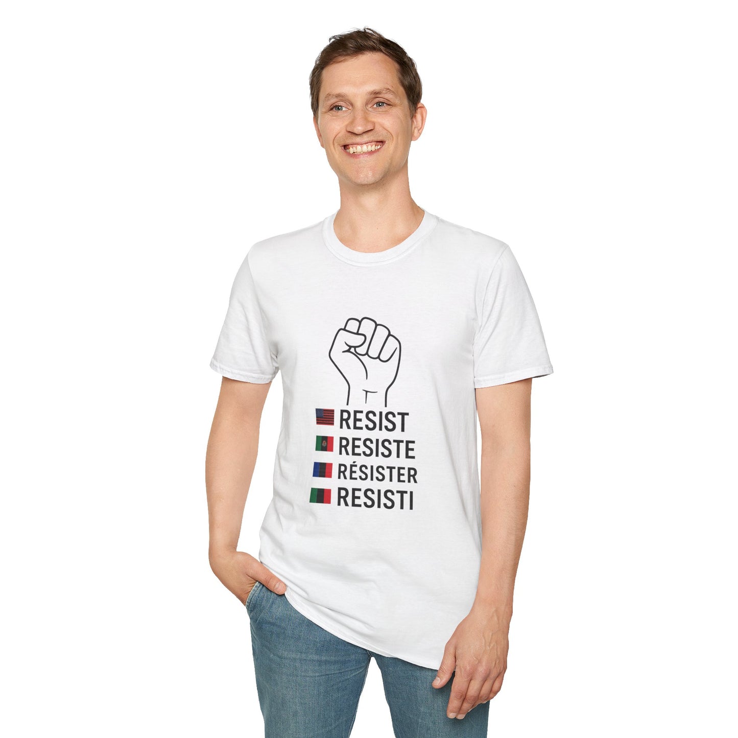 Empowering Unisex T-Shirt - Resist, Resiste, Résister, Social Justice Tee, Activism Apparel, Gender-Neutral Top