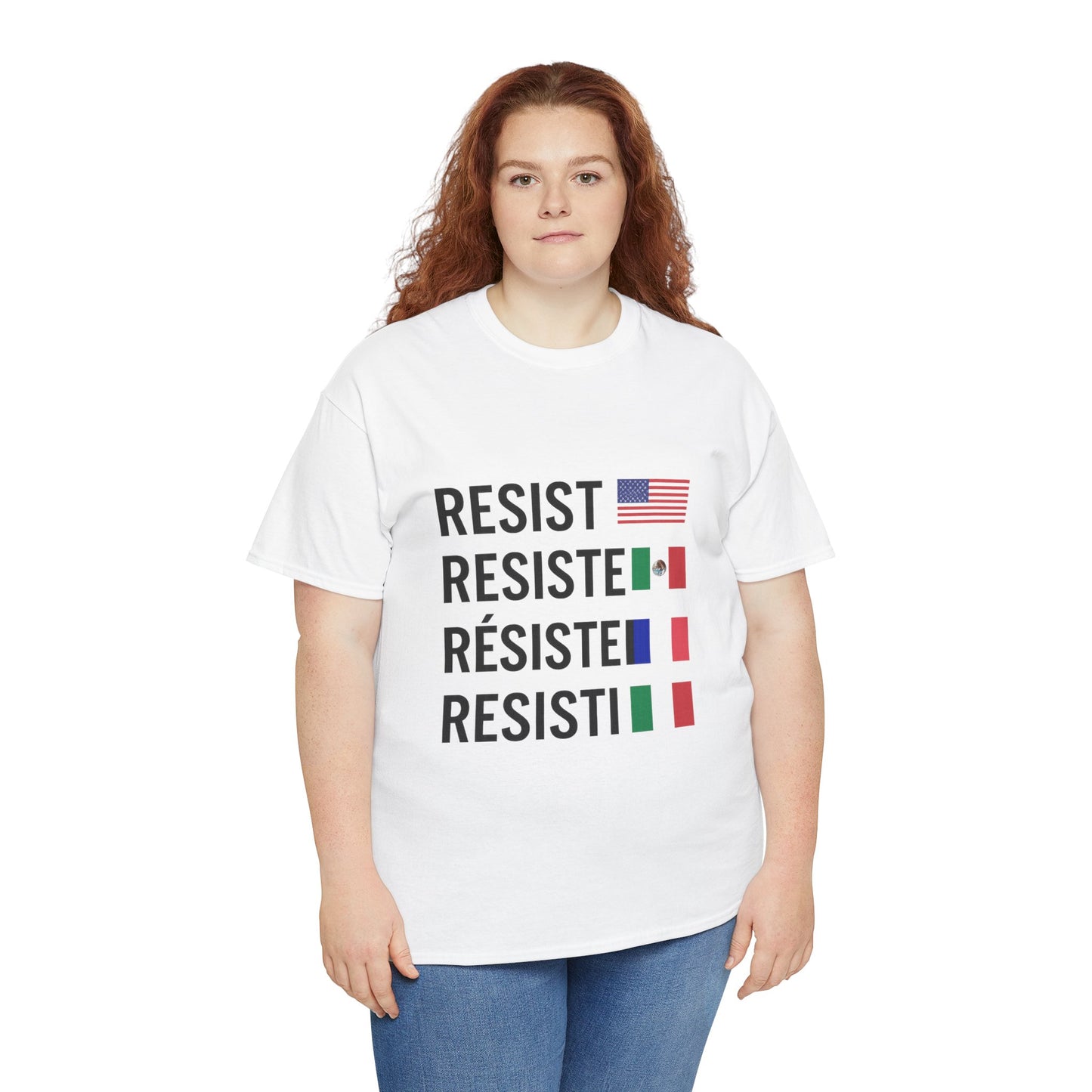 Multilingual Resistance Tee | Unisex Heavy Cotton Tee, Political Statement Shirt, Activist Apparel, Gift for Protesters, Casual Wear