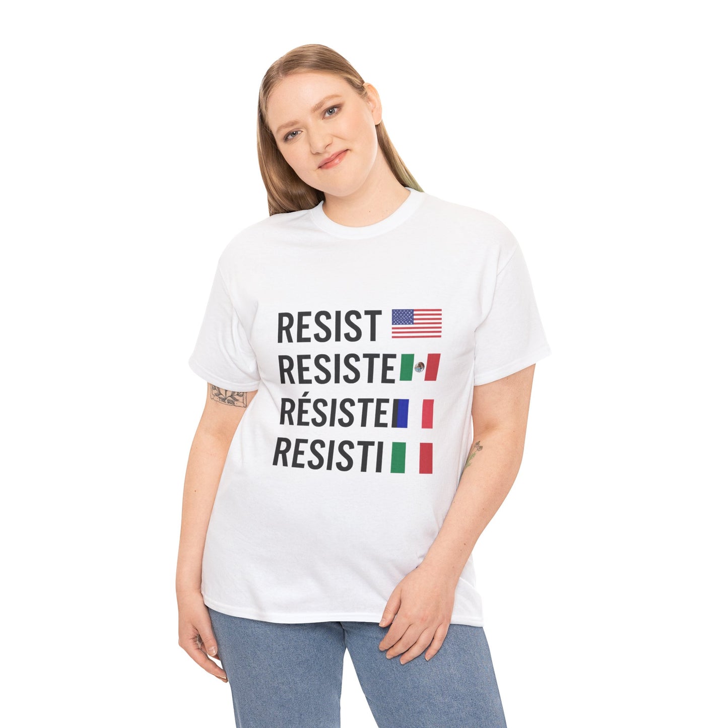 Multilingual Resistance Tee | Unisex Heavy Cotton Tee, Political Statement Shirt, Activist Apparel, Gift for Protesters, Casual Wear