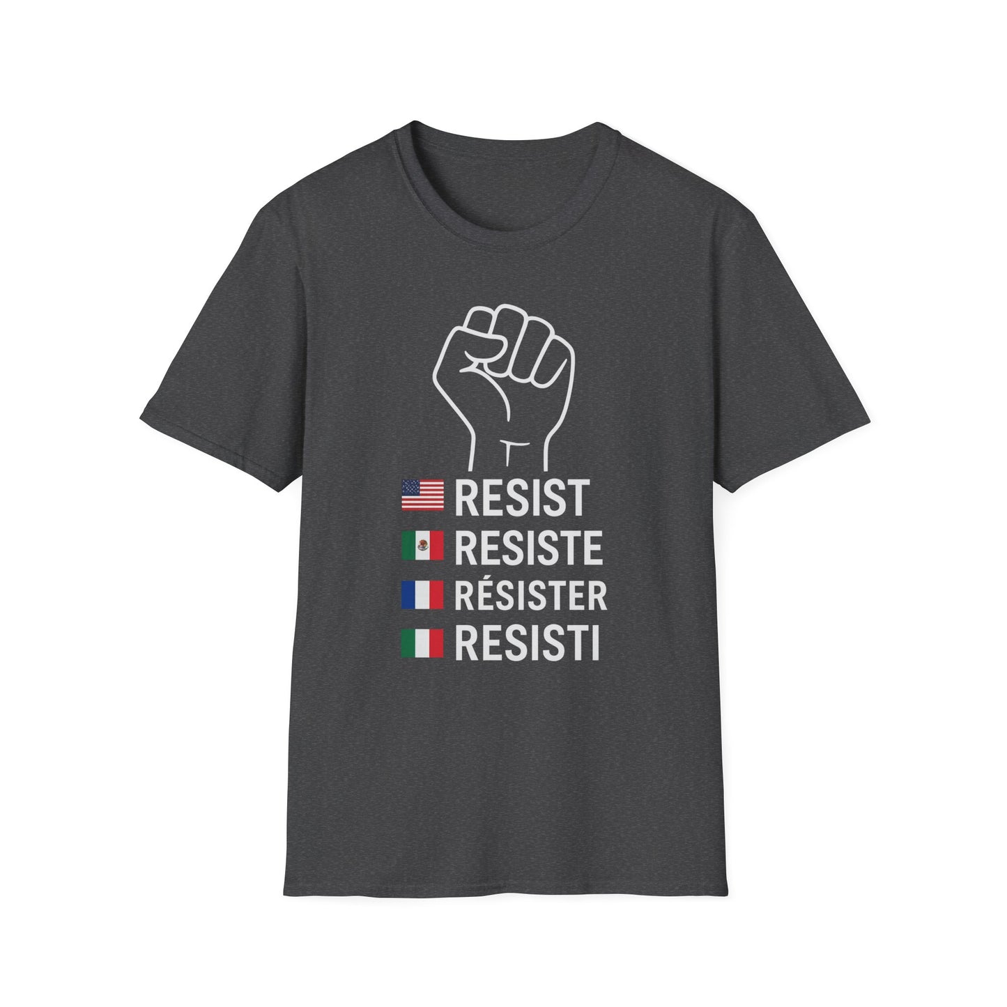 Resist Unisex Softstyle T-Shirt - Empowering Graphic Tee for Activists, Equality Apparel, Protest Wear, Gift for Allies