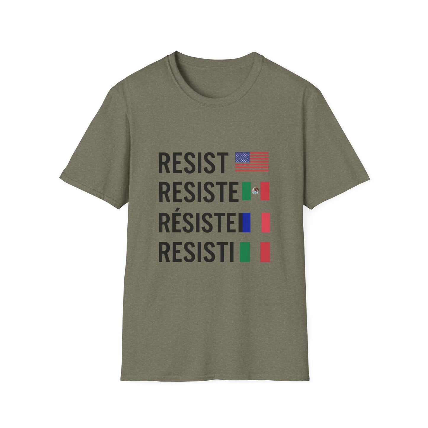 Resist Unisex Softstyle T-Shirt - Empowerment Tee for Activists, Protest Wear, Social Justice Apparel, Gift for Allies