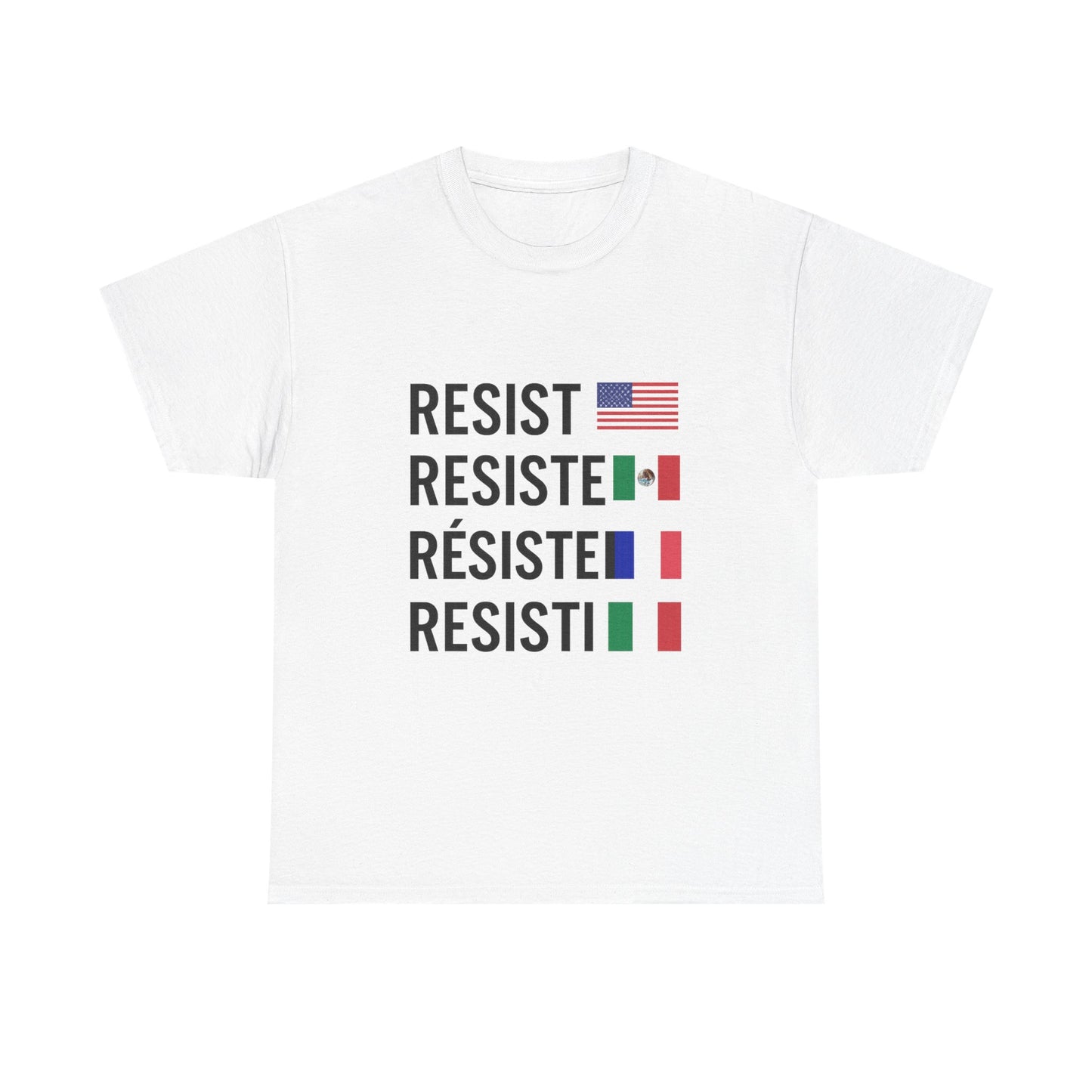 Multilingual Resistance Tee | Unisex Heavy Cotton Tee, Political Statement Shirt, Activist Apparel, Gift for Protesters, Casual Wear