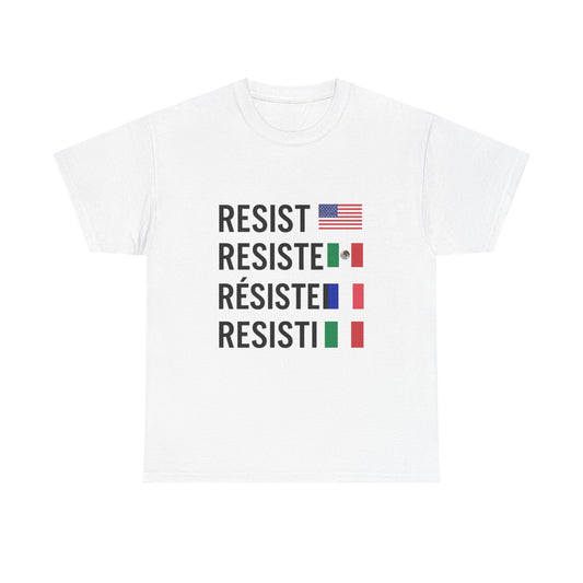 Multilingual Resistance Tee | Unisex Heavy Cotton Tee, Political Statement Shirt, Activist Apparel, Gift for Protesters, Casual Wear