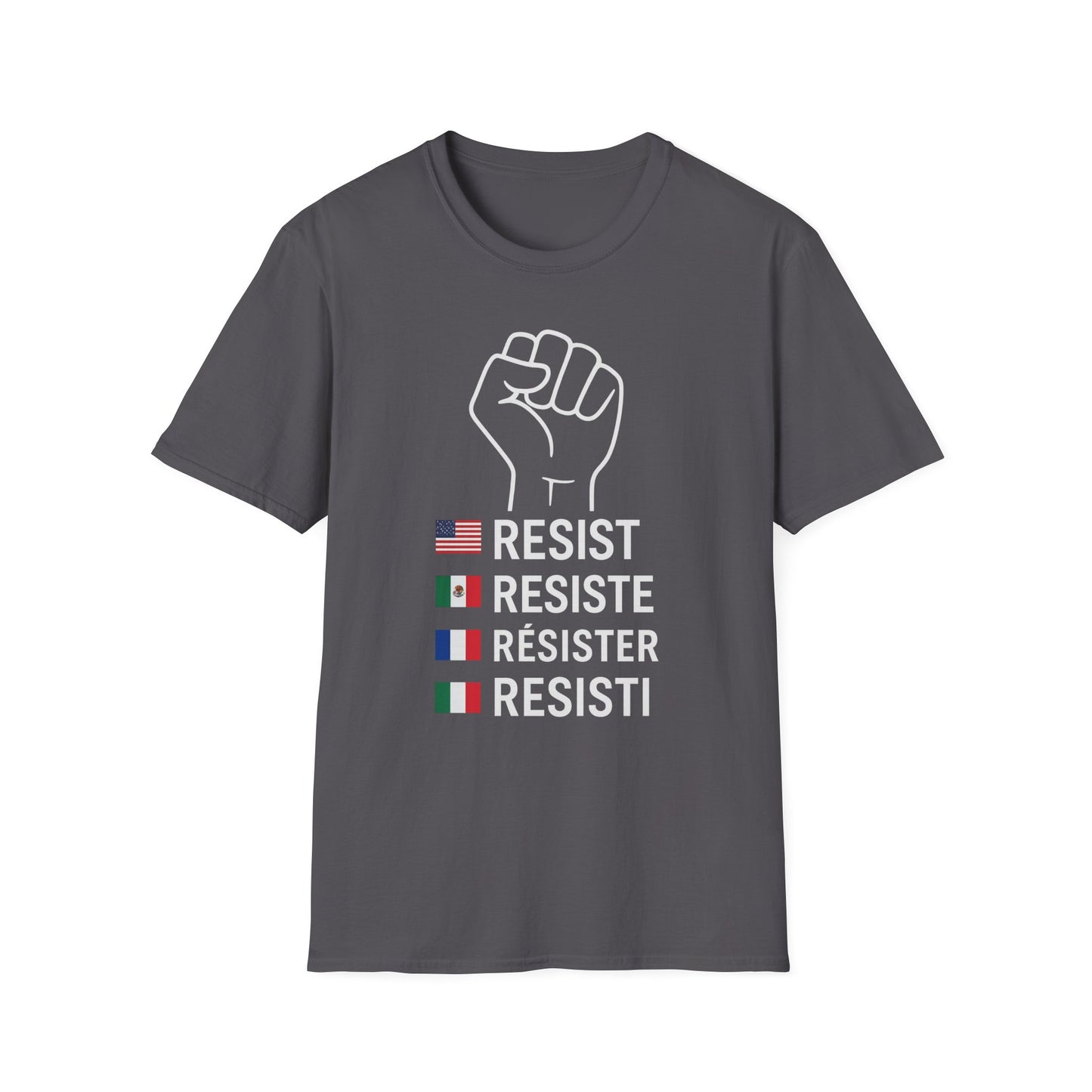 Resist Unisex Softstyle T-Shirt - Empowering Graphic Tee for Activists, Equality Apparel, Protest Wear, Gift for Allies