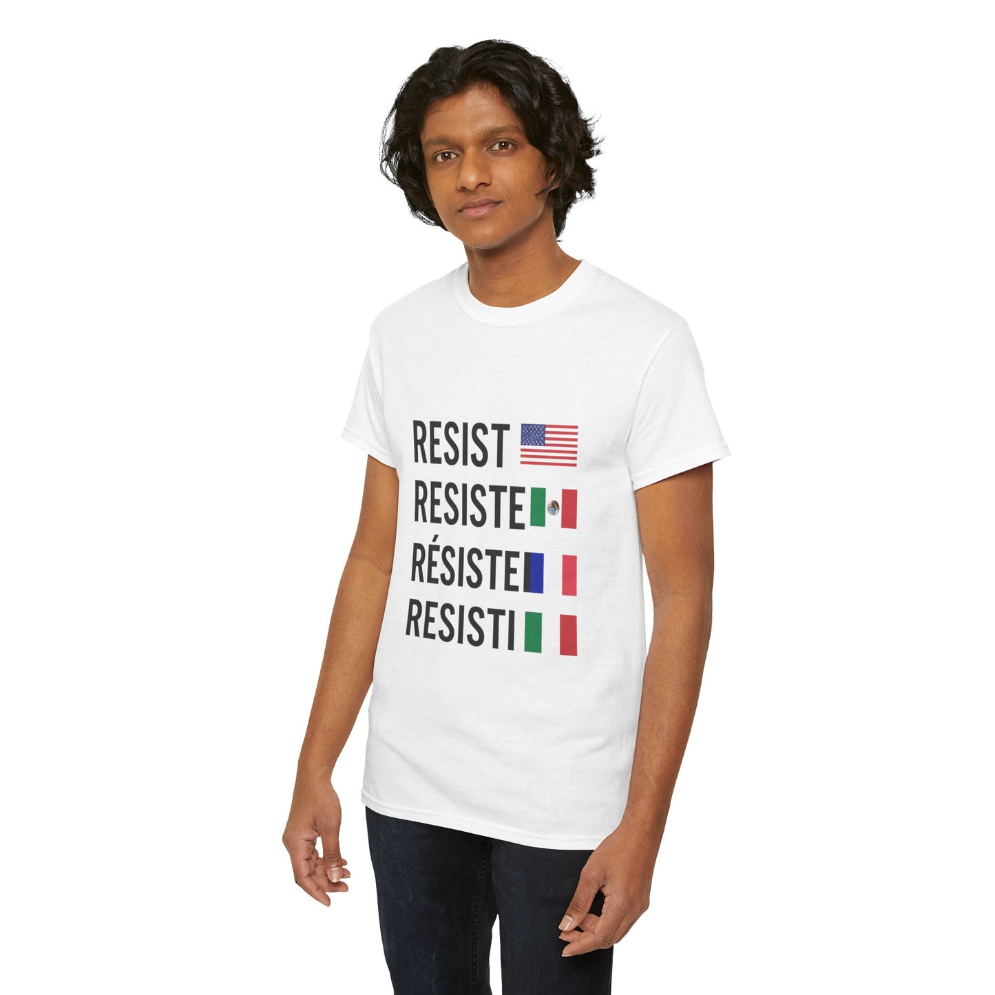 Multilingual Resistance Tee | Unisex Heavy Cotton Tee, Political Statement Shirt, Activist Apparel, Gift for Protesters, Casual Wear