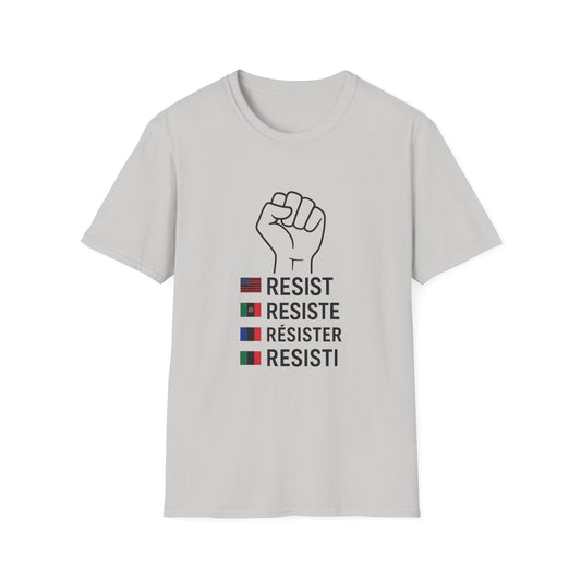 Empowering Unisex T-Shirt - Resist, Resiste, Résister, Social Justice Tee, Activism Apparel, Gender-Neutral Top