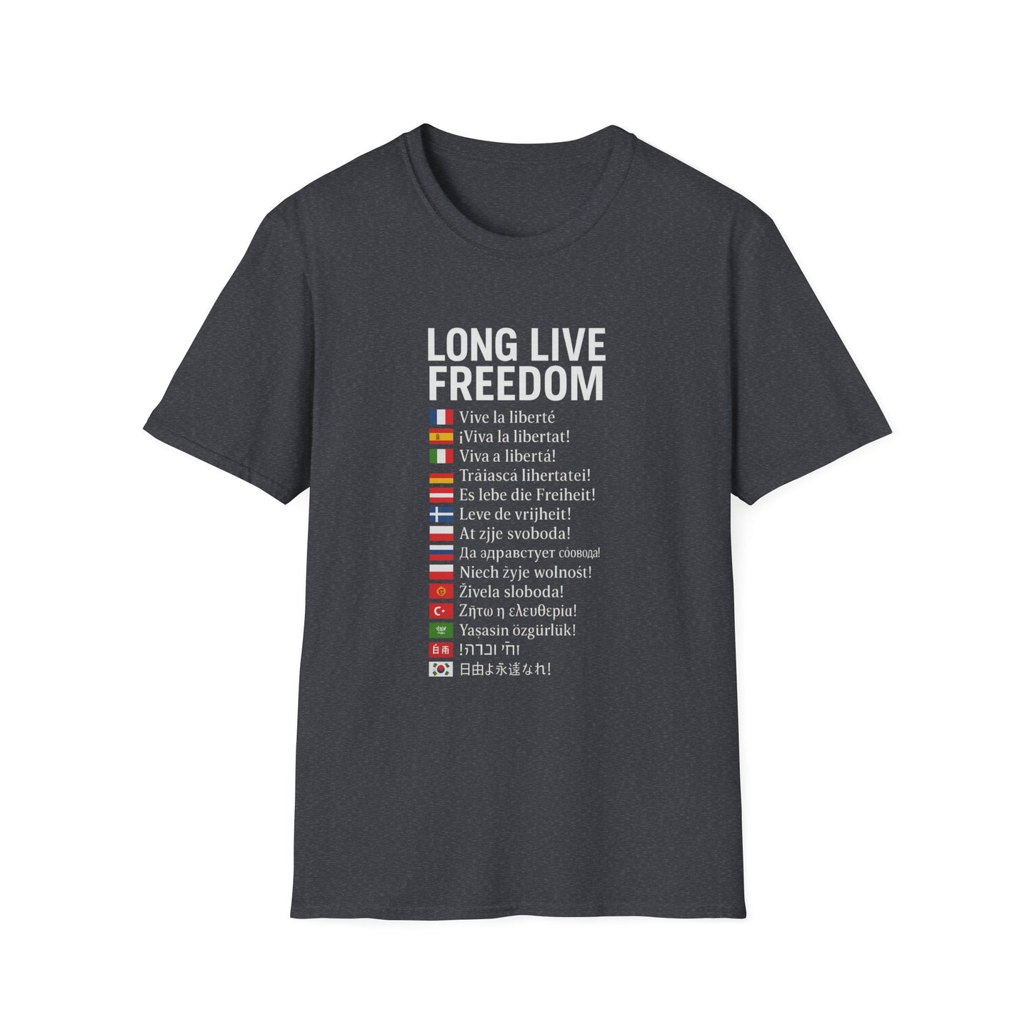 Unisex Softstyle T-Shirt, Long Live Freedom Tee, Casual Wear, Gift for Activists, Comfortable Graphic Shirt, Independence Day Outfit
