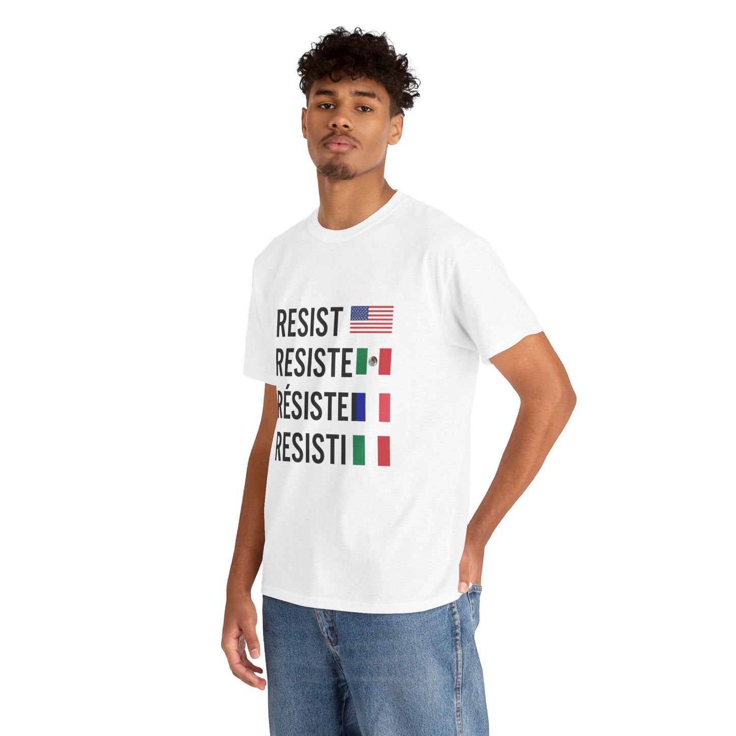 Multilingual Resistance Tee | Unisex Heavy Cotton Tee, Political Statement Shirt, Activist Apparel, Gift for Protesters, Casual Wear
