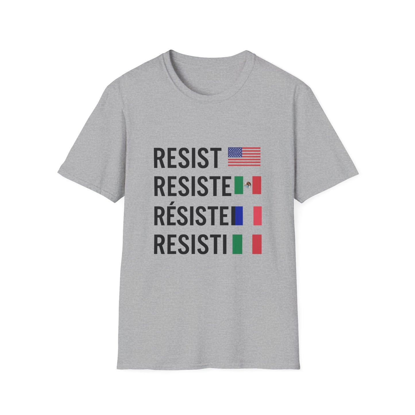 Resist Unisex Softstyle T-Shirt - Empowerment Tee for Activists, Protest Wear, Social Justice Apparel, Gift for Allies