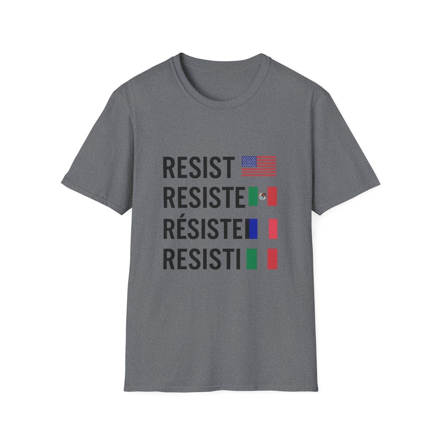 Resist Unisex Softstyle T-Shirt - Empowerment Tee for Activists, Protest Wear, Social Justice Apparel, Gift for Allies