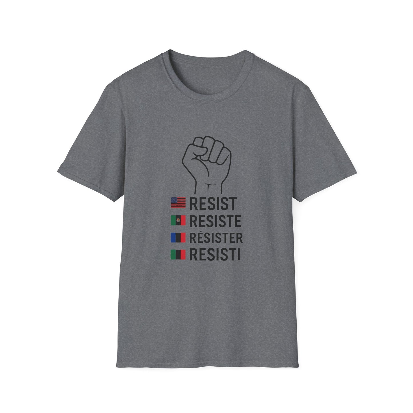 Empowering Unisex T-Shirt - Resist, Resiste, Résister, Social Justice Tee, Activism Apparel, Gender-Neutral Top