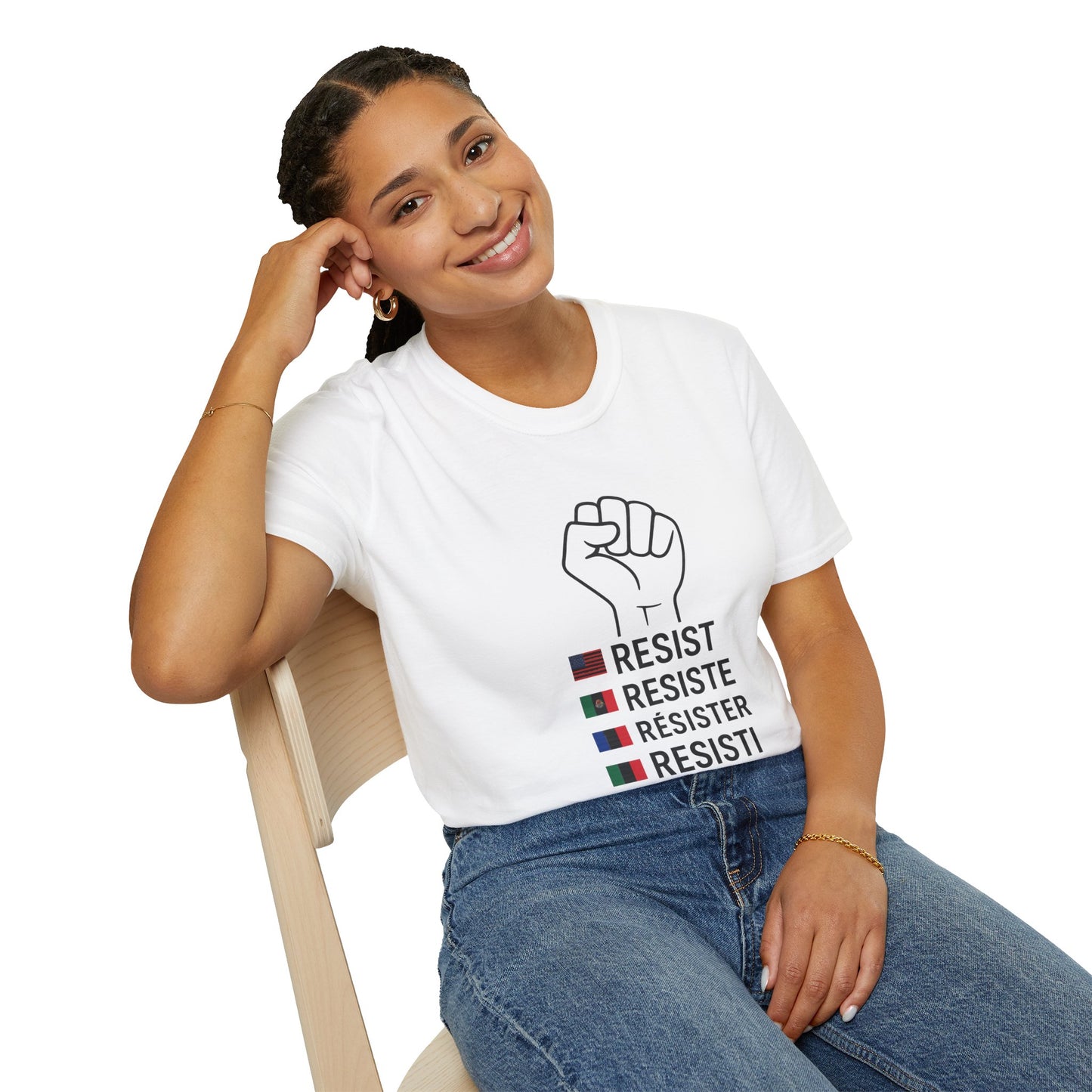 Empowering Unisex T-Shirt - Resist, Resiste, Résister, Social Justice Tee, Activism Apparel, Gender-Neutral Top