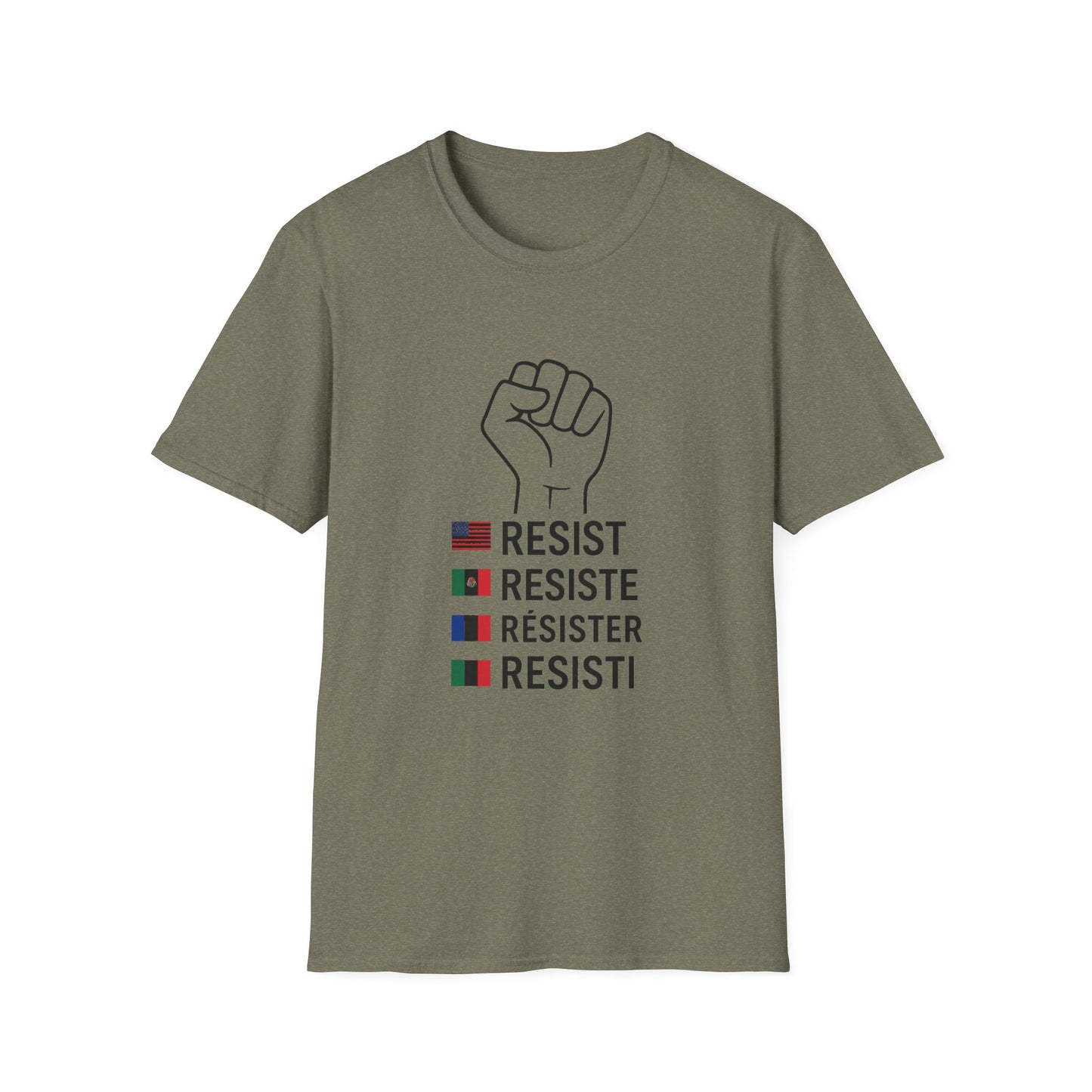Empowering Unisex T-Shirt - Resist, Resiste, Résister, Social Justice Tee, Activism Apparel, Gender-Neutral Top