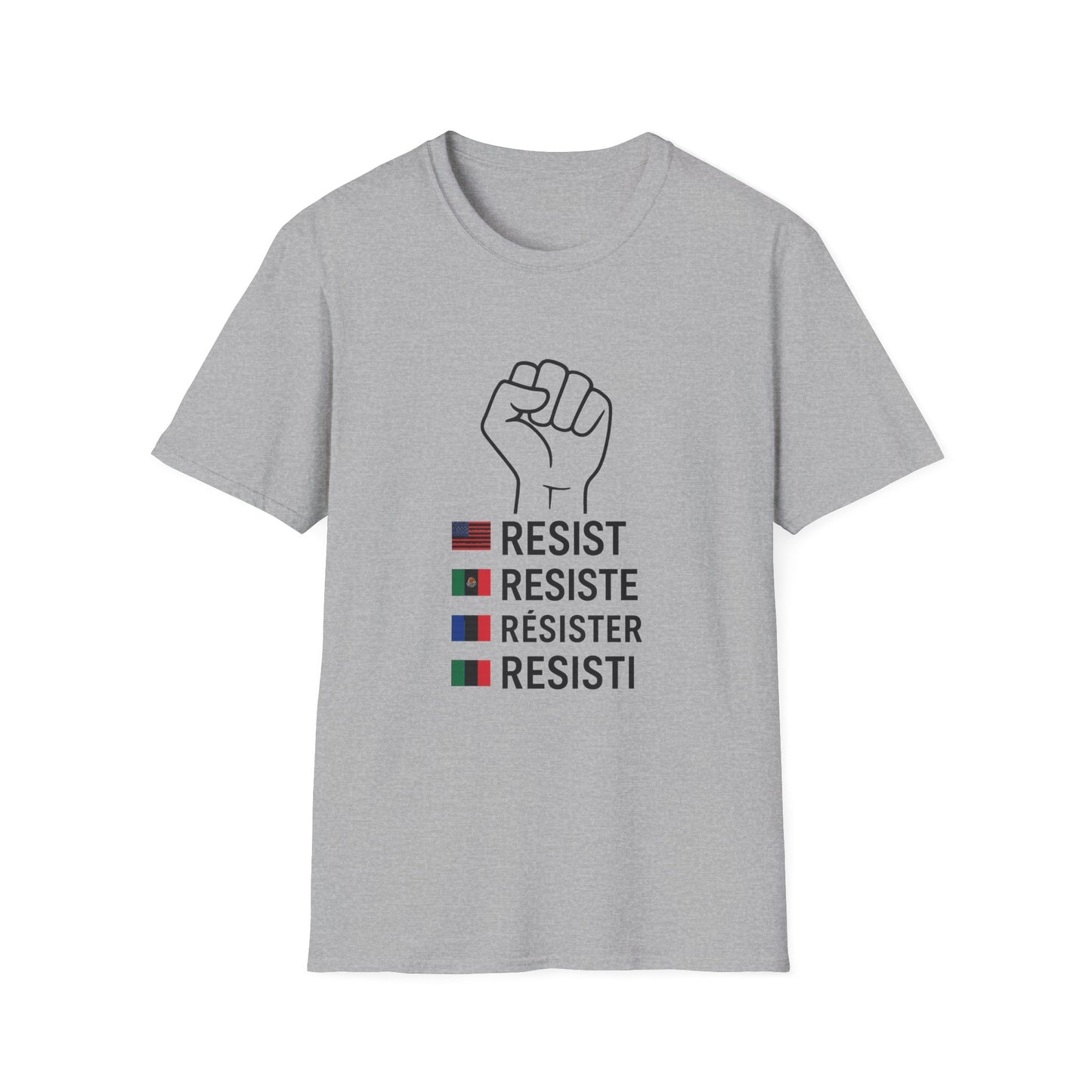 Empowering Unisex T-Shirt - Resist, Resiste, Résister, Social Justice Tee, Activism Apparel, Gender-Neutral Top