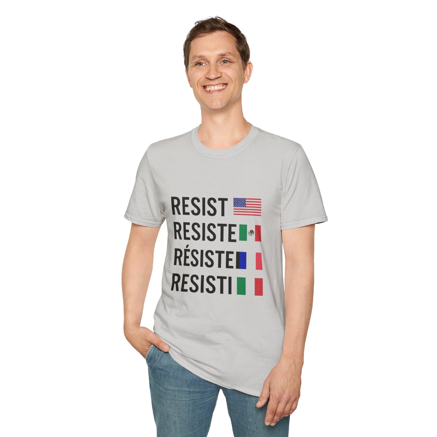 Resist Unisex Softstyle T-Shirt - Empowerment Tee for Activists, Protest Wear, Social Justice Apparel, Gift for Allies