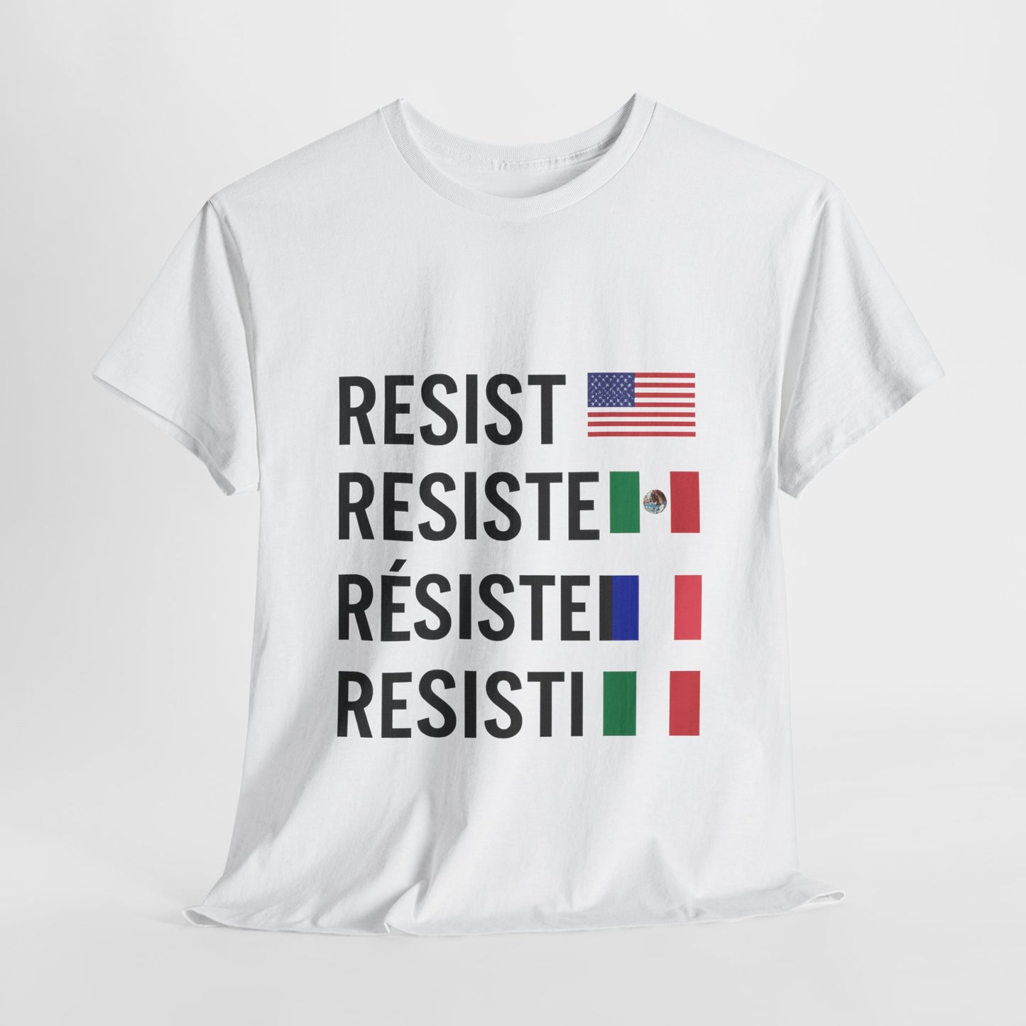 Multilingual Resistance Tee | Unisex Heavy Cotton Tee, Political Statement Shirt, Activist Apparel, Gift for Protesters, Casual Wear