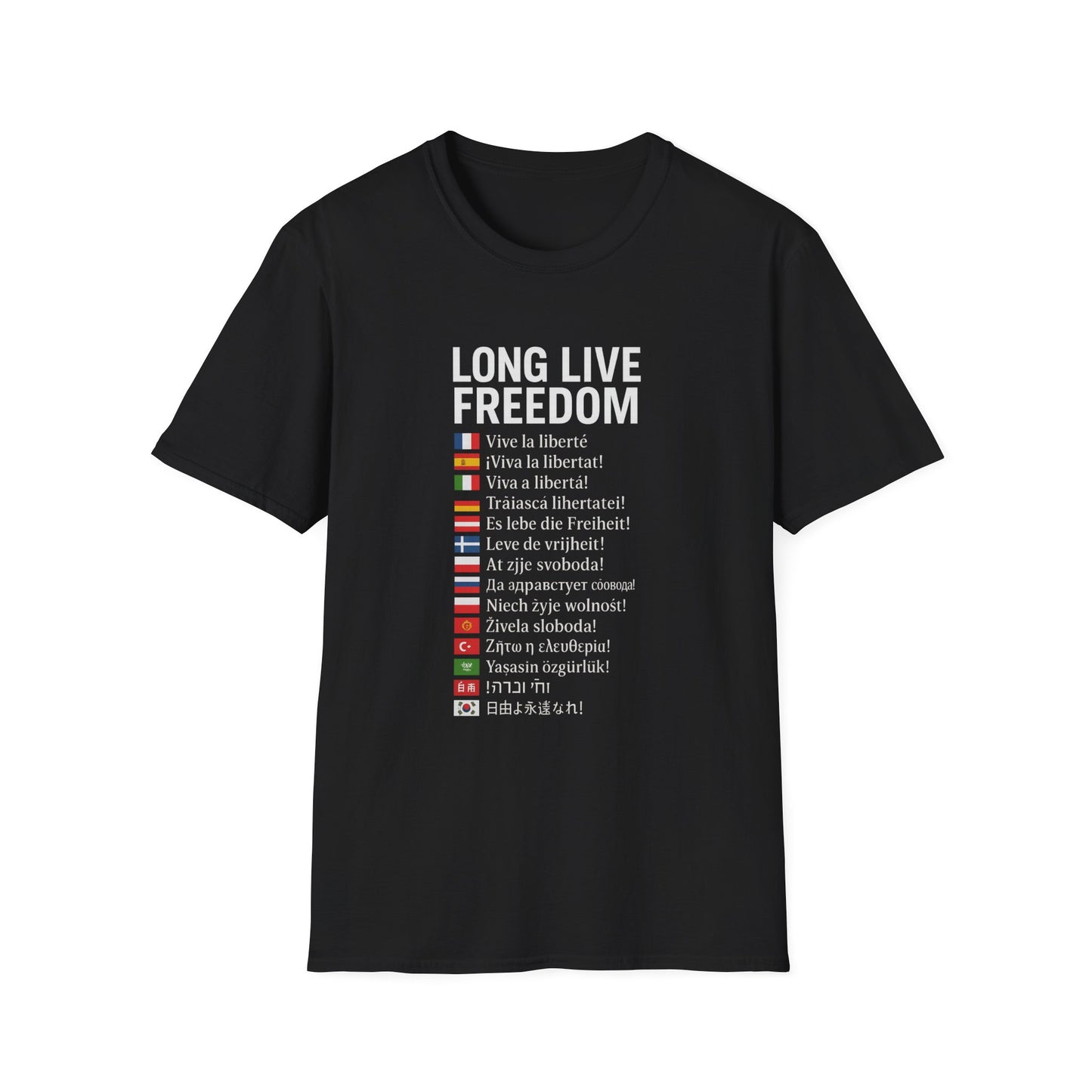 Unisex Softstyle T-Shirt, Long Live Freedom Tee, Casual Wear, Gift for Activists, Comfortable Graphic Shirt, Independence Day Outfit