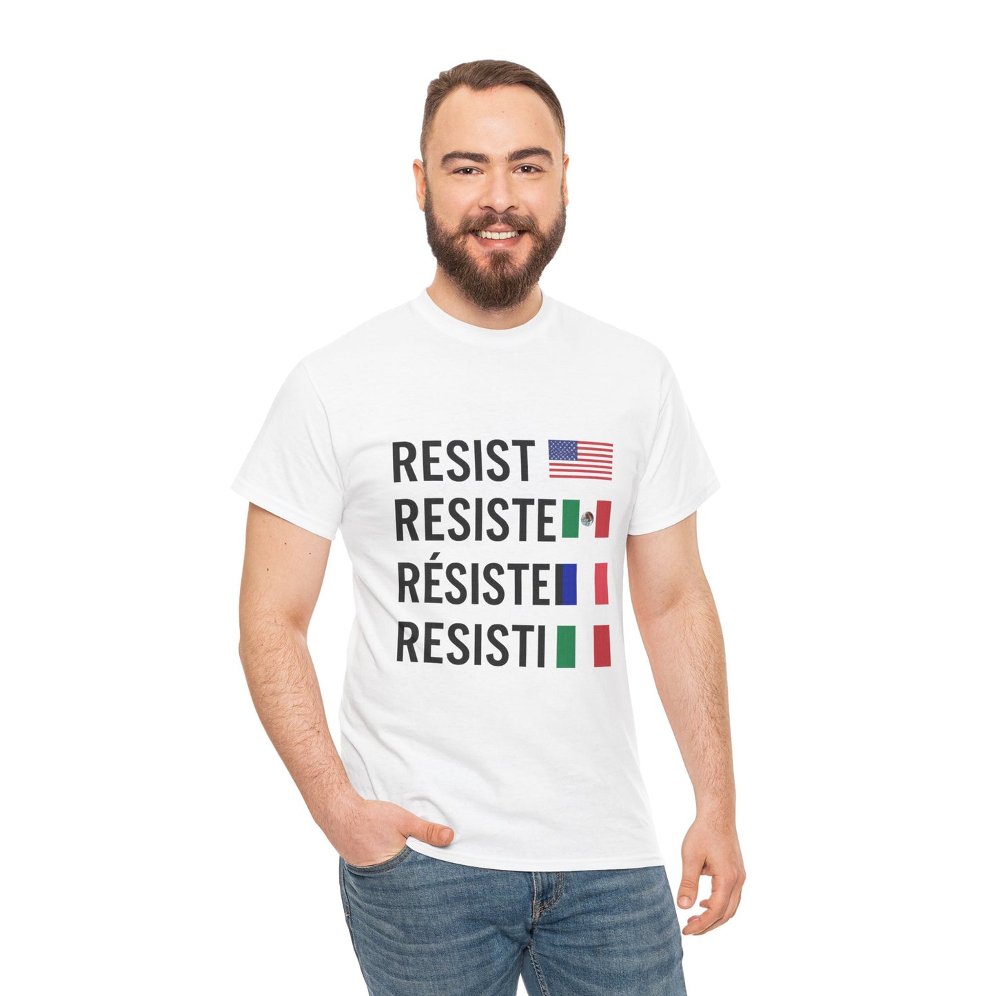 Multilingual Resistance Tee | Unisex Heavy Cotton Tee, Political Statement Shirt, Activist Apparel, Gift for Protesters, Casual Wear
