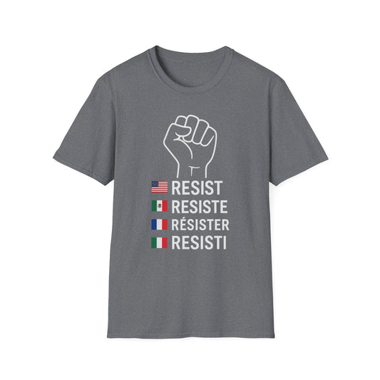 Resist Unisex Softstyle T-Shirt - Empowering Graphic Tee for Activists, Equality Apparel, Protest Wear, Gift for Allies