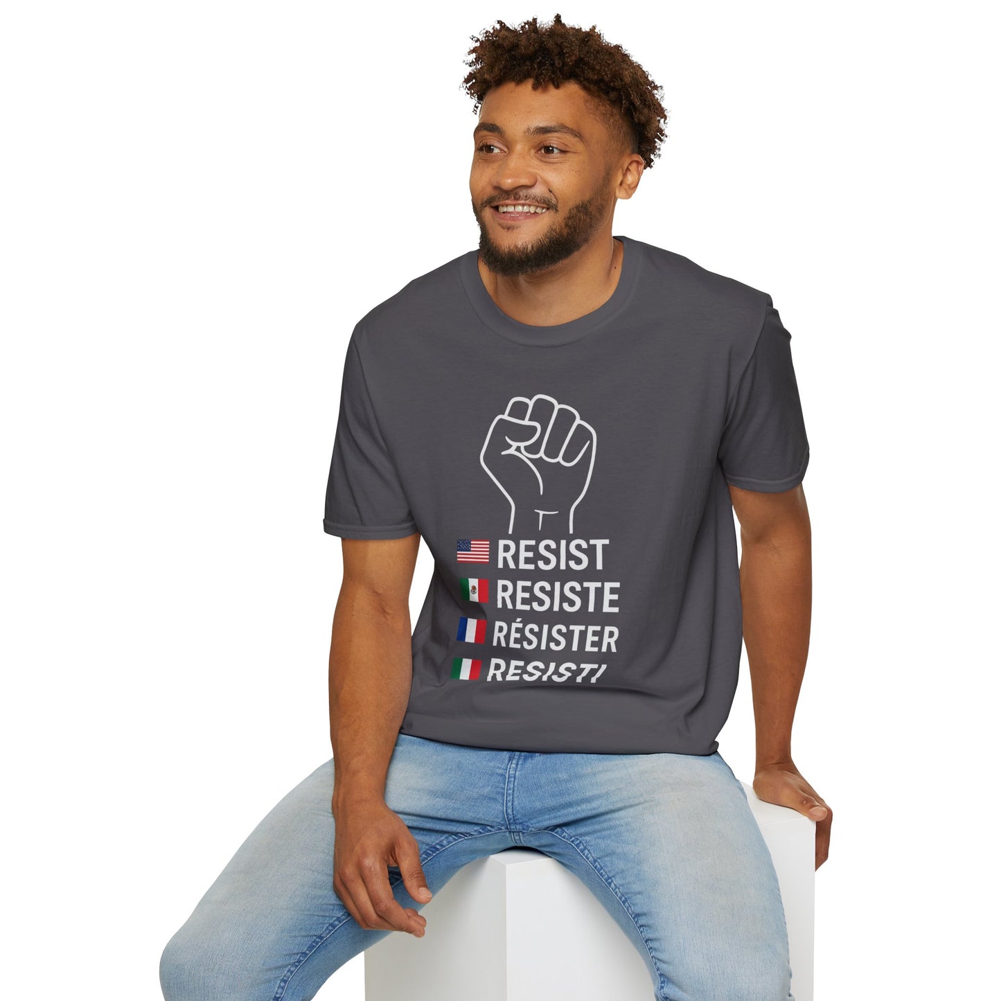 Resist Unisex Softstyle T-Shirt - Empowering Graphic Tee for Activists, Equality Apparel, Protest Wear, Gift for Allies