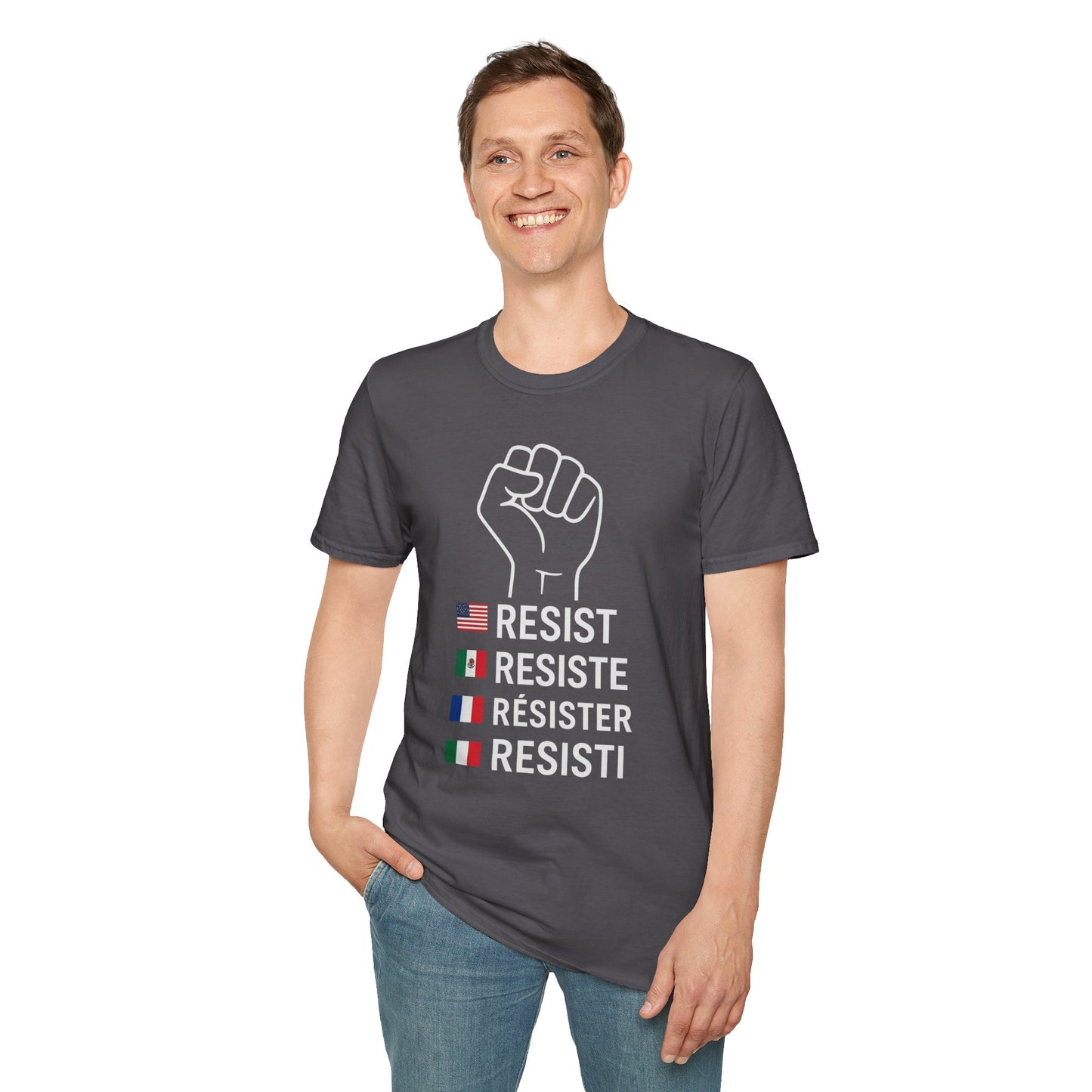 Resist Unisex Softstyle T-Shirt - Empowering Graphic Tee for Activists, Equality Apparel, Protest Wear, Gift for Allies